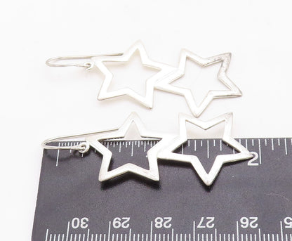 925 Sterling Silver Vintage Earrings Dangling Drop Cutout Stars  EG13306