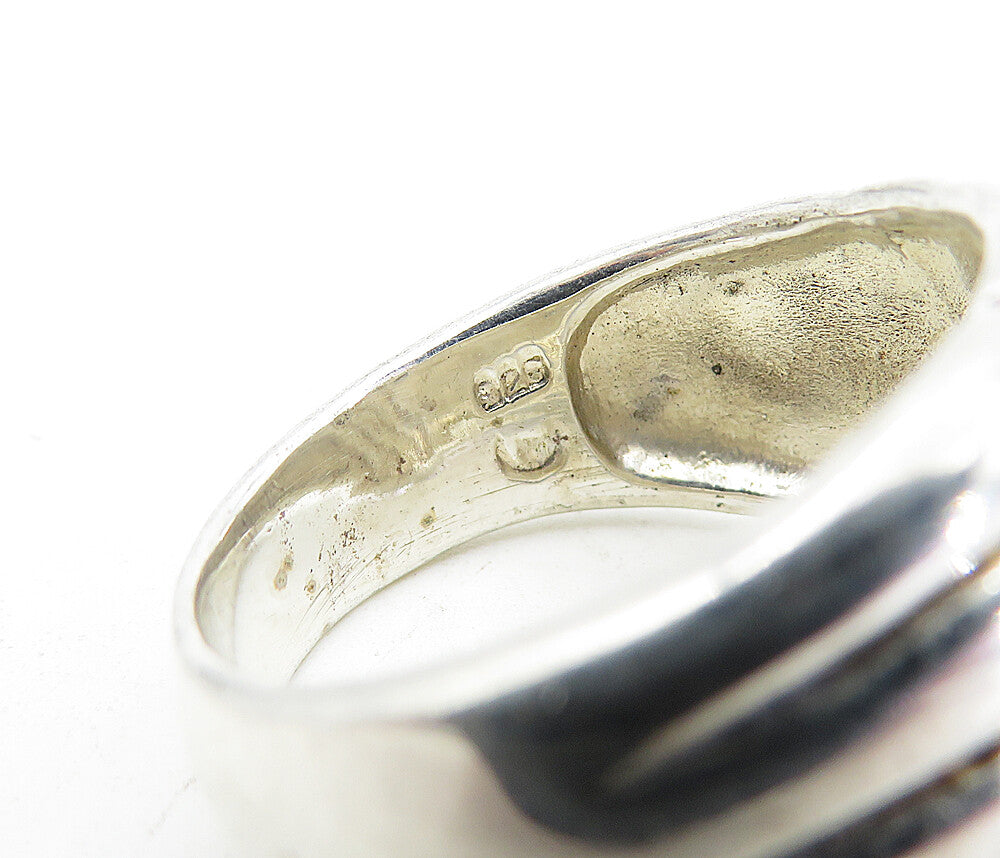 SHUBE 925 Sterling Silver  Vintage Shiny Etched Swirl Band Ring Sz 8  RG4607