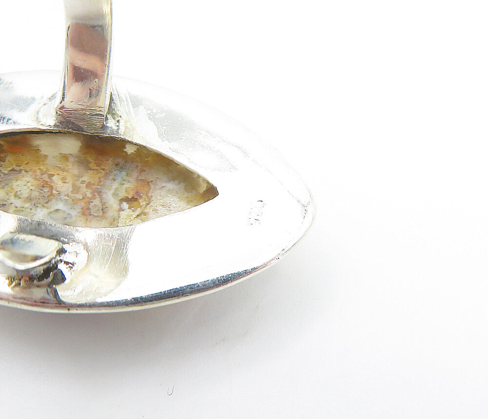 925 Sterling Silver  Cabochon Cut Jasper Pointed Cocktail Ring Sz 9  RG8191