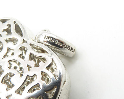925 Sterling Silver  Genuine Diamonds Love Heart Locket Pendant (OPENS) PT8397