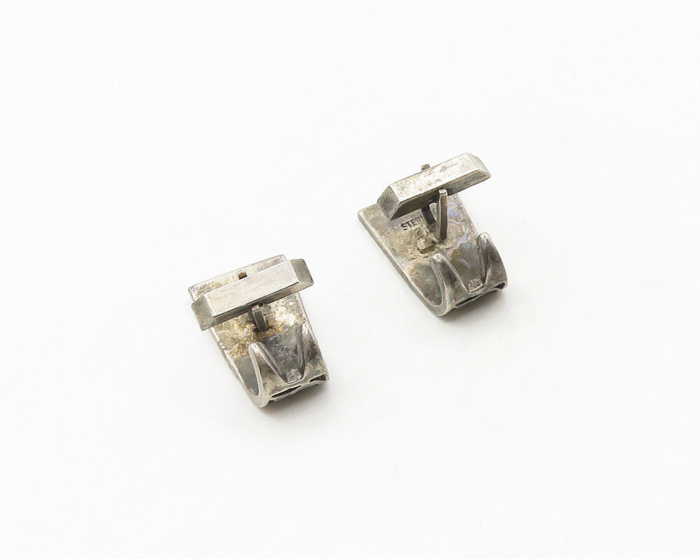 925 Sterling Silver  Vintage Dark Tone Swirl Pattern Curved Cufflinks  TR2432