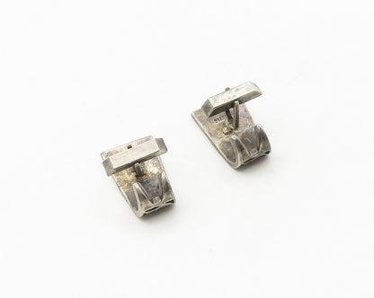 925 Sterling Silver  Vintage Dark Tone Swirl Pattern Curved Cufflinks  TR2432