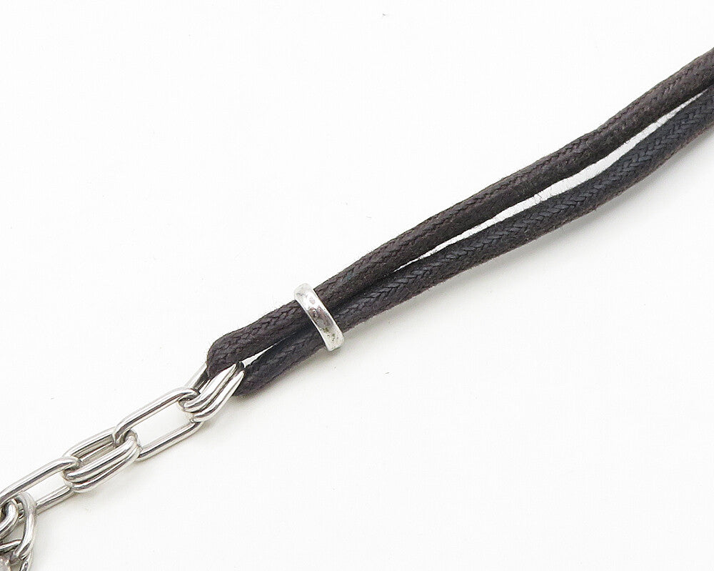925 Sterling Silver  Vintage Black Onyx Spotted Inlay Rope Necklace  NE3154