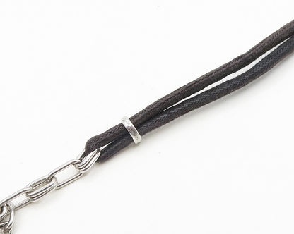 925 Sterling Silver  Vintage Black Onyx Spotted Inlay Rope Necklace  NE3154