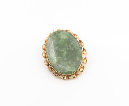 925 Sterling Silver Vintage Brooch Gold Plated Cabochon Gemstone Pin  BP1001