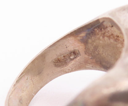 925 Sterling Silver Vintage Ring Solid Carved Drop Cut Amethyst  Sz 7.5  RG28072