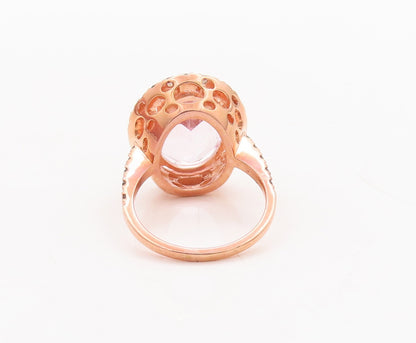 925 Sterling Silver Vintage Ring Gold Plate Smoky Quartz Amethyst Sz 7.5 RG29779
