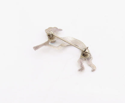 925 Sterling Silver Vintage Brooch Pin NAVAJO Turquoise Kokopelli Flute  BP12232