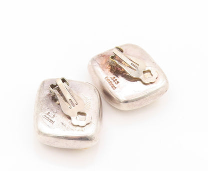 925 Sterling Silver Vintage Earrings Designer Puffed Solid Square Cut  EG13414