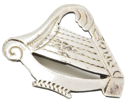 DJM ENGLAND 925 Silver  Vintage Harp Musical Instrument Brooch Pin  BP5360