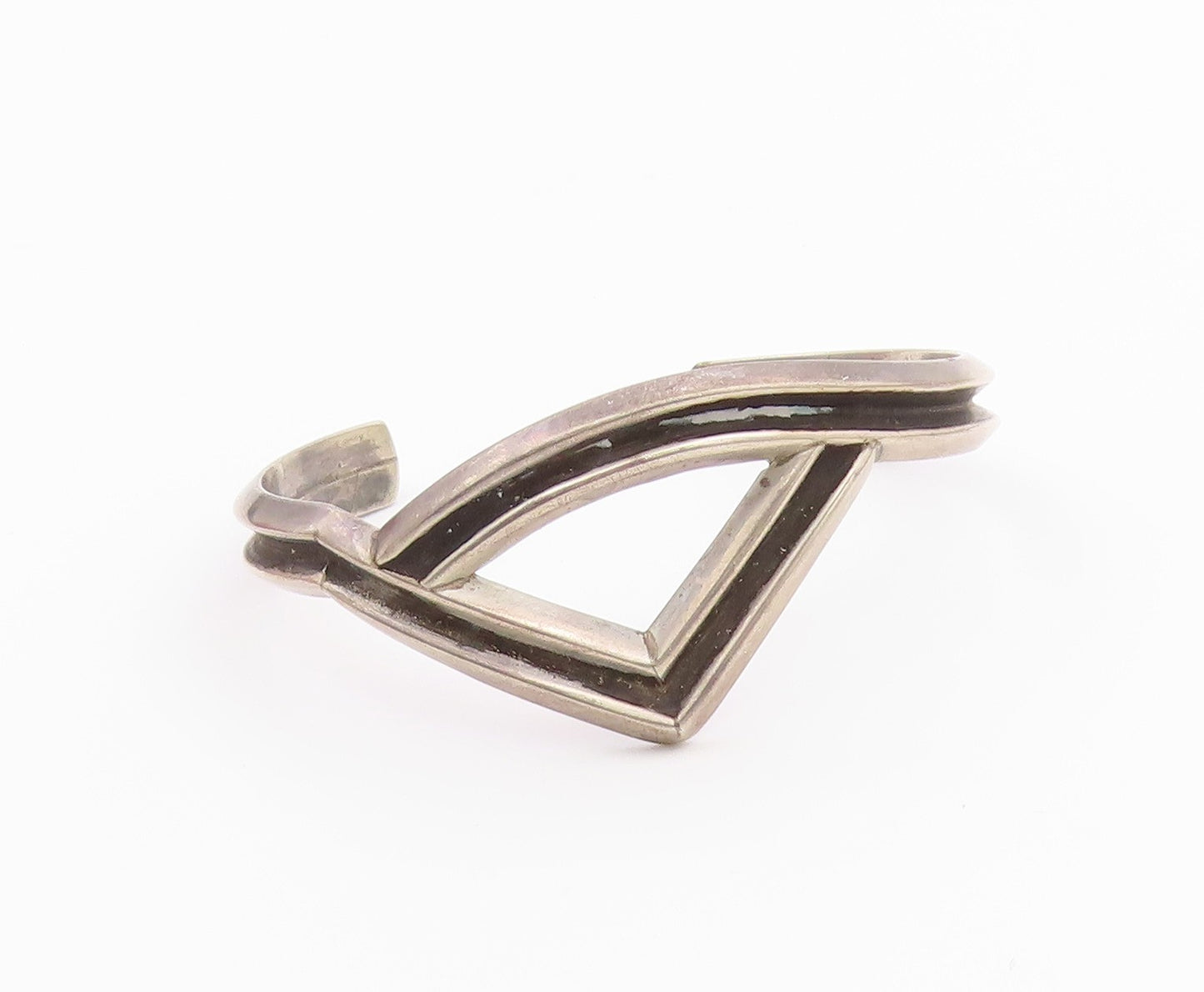 SOUTHWESTERN 925 Silver Vintage Raised Edge Pointed Cuff Bracelet BT9537