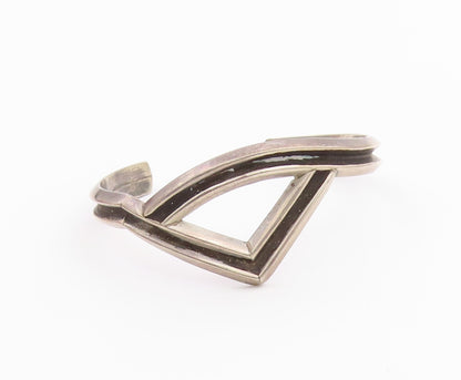 SOUTHWESTERN 925 Silver Vintage Raised Edge Pointed Cuff Bracelet BT9537