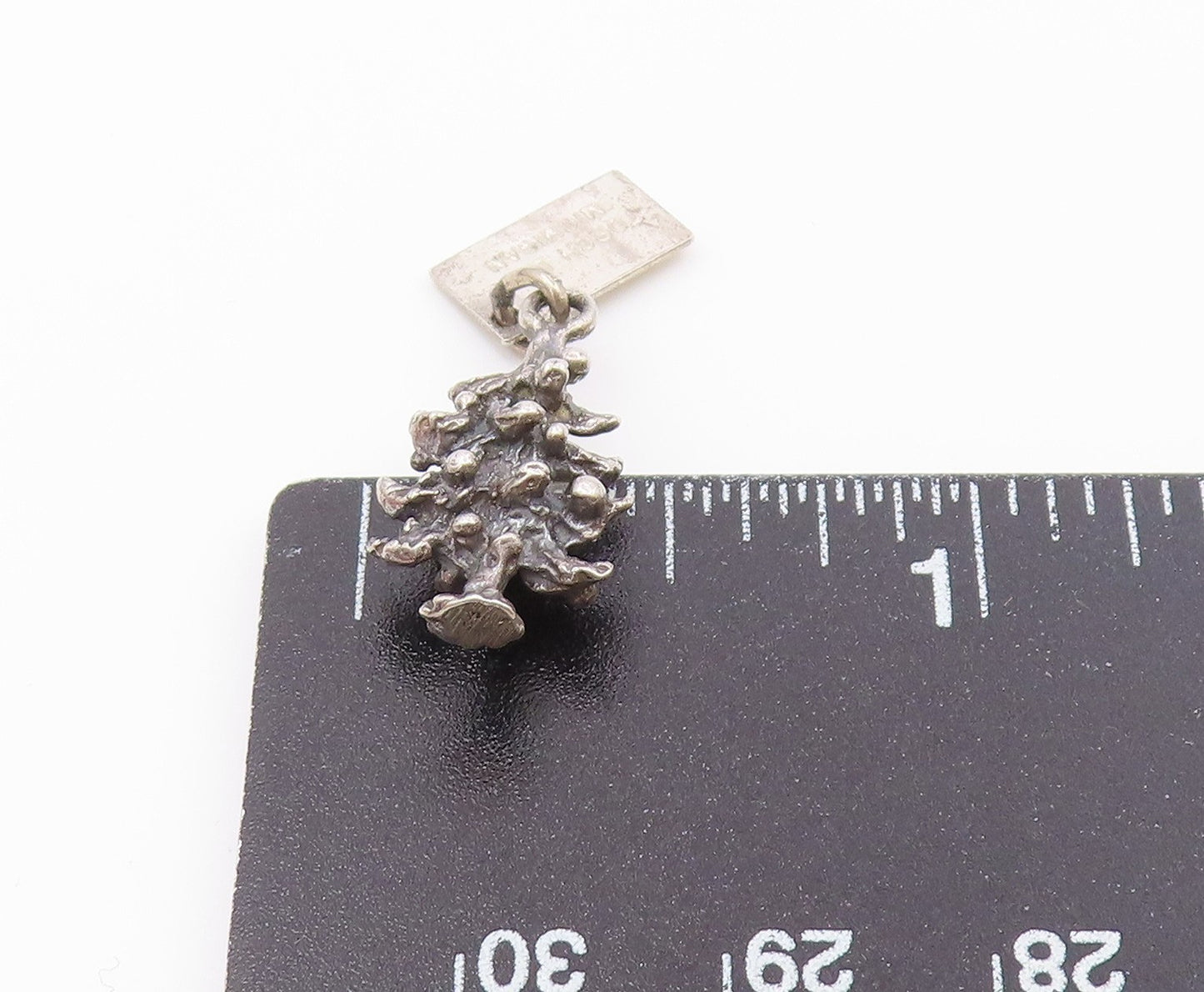 POST BELL 925 Silver  Vintage Sculpted Christmas Tree Charm Pendant  PT21259