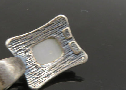 925 Sterling Silver  Vintage Mother Of Pearl Dark Tone Square Pendant  PT18771
