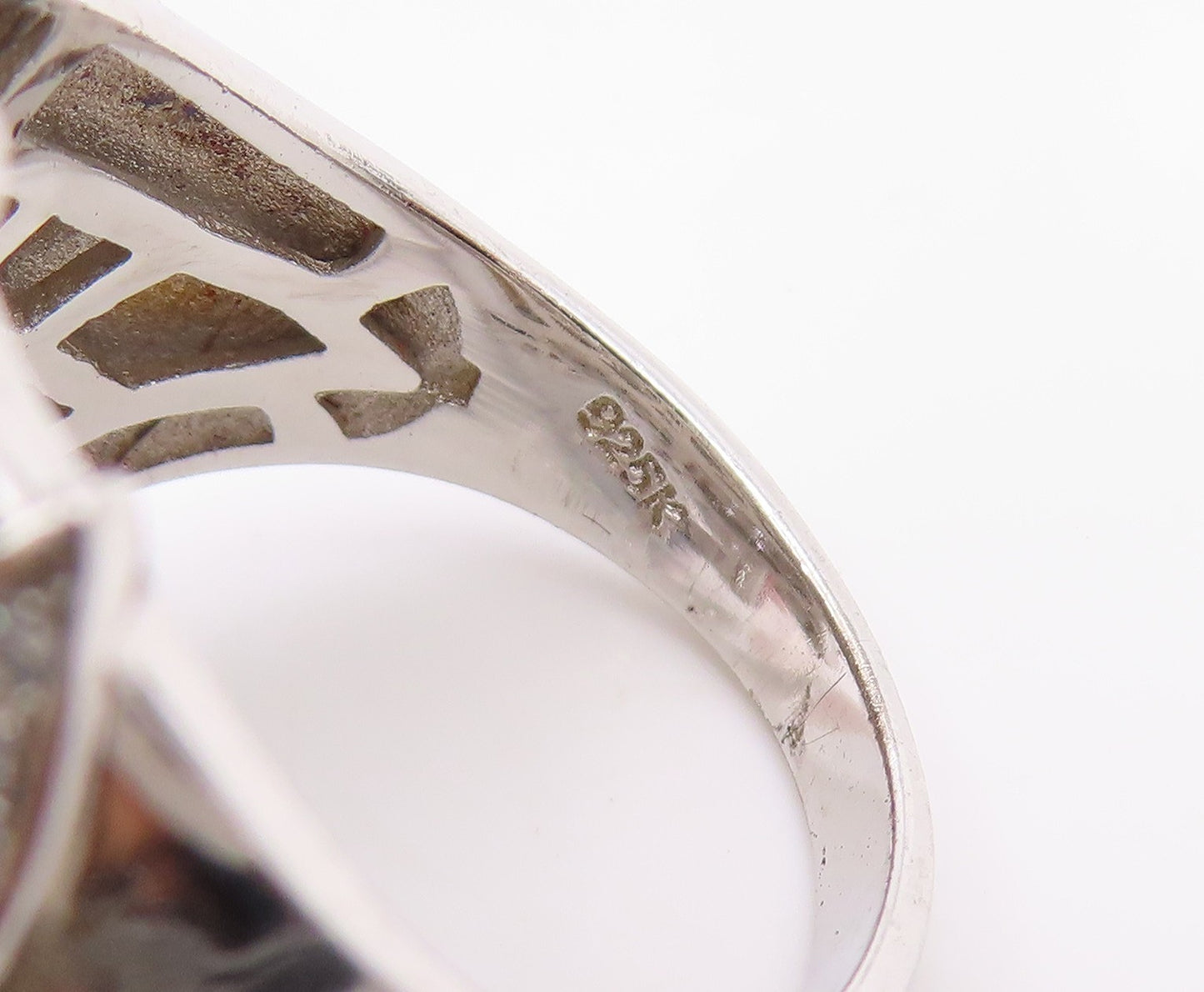 925 Sterling Silver Vintage Ring CZ Native American Chief Head  Sz 8  RG36254