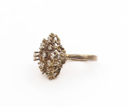 925 Sterling Silver Vintage Ring PANETTA Topaz Cluster Snowflake  Sz 7  RG34690