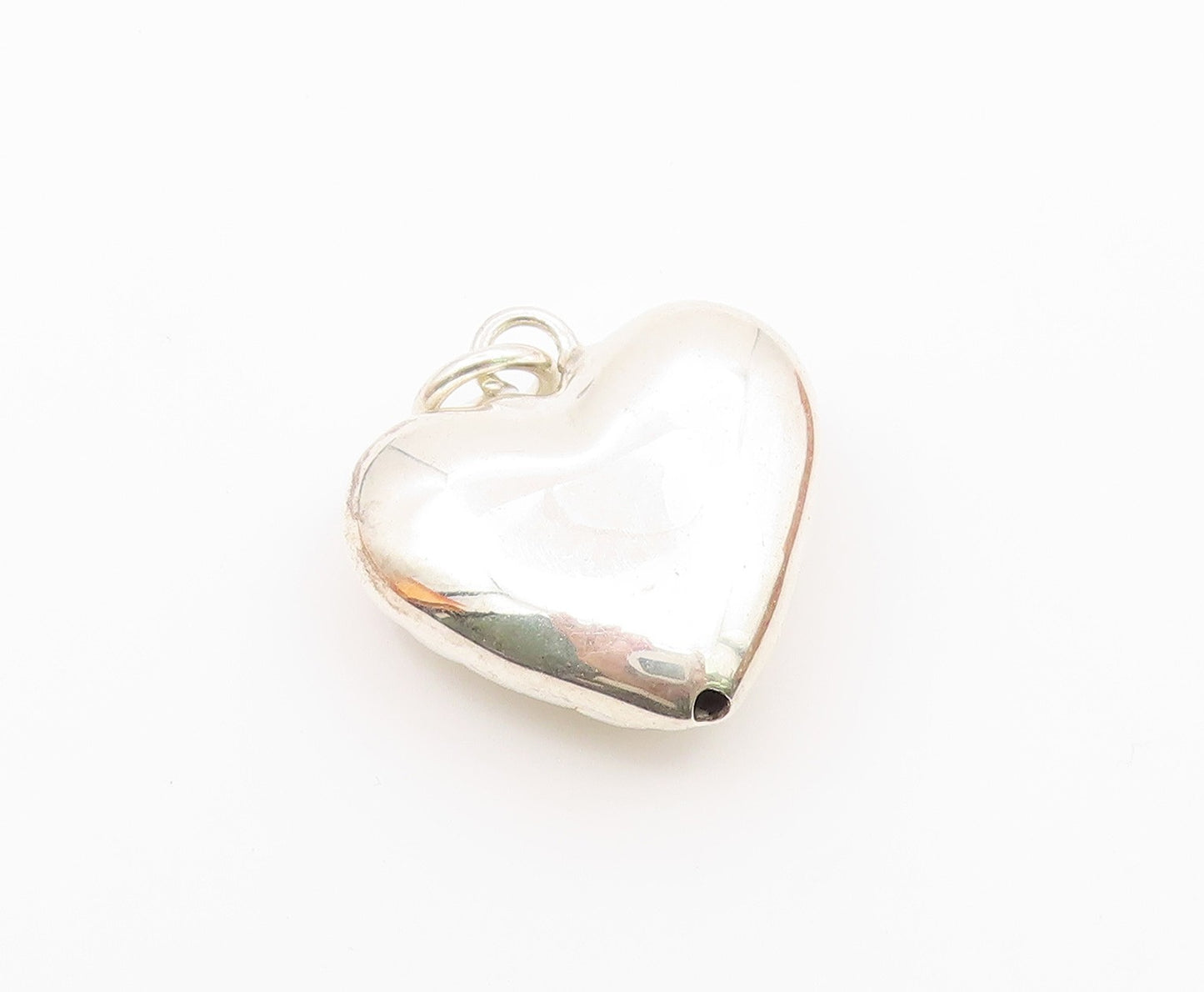 925 Sterling Silver  Citrine Hollow Shiny Cobble Love Heart Pendant  PT12941