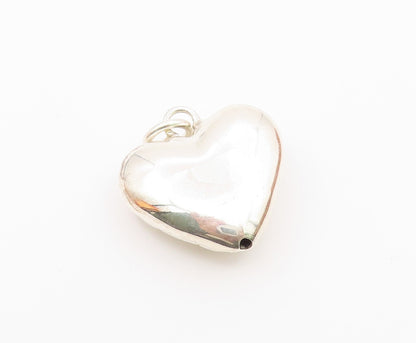 925 Sterling Silver  Citrine Hollow Shiny Cobble Love Heart Pendant  PT12941