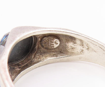 925 Sterling Silver Vintage Ring WHEELER Hematite Statement Band  Sz 11  RG34387