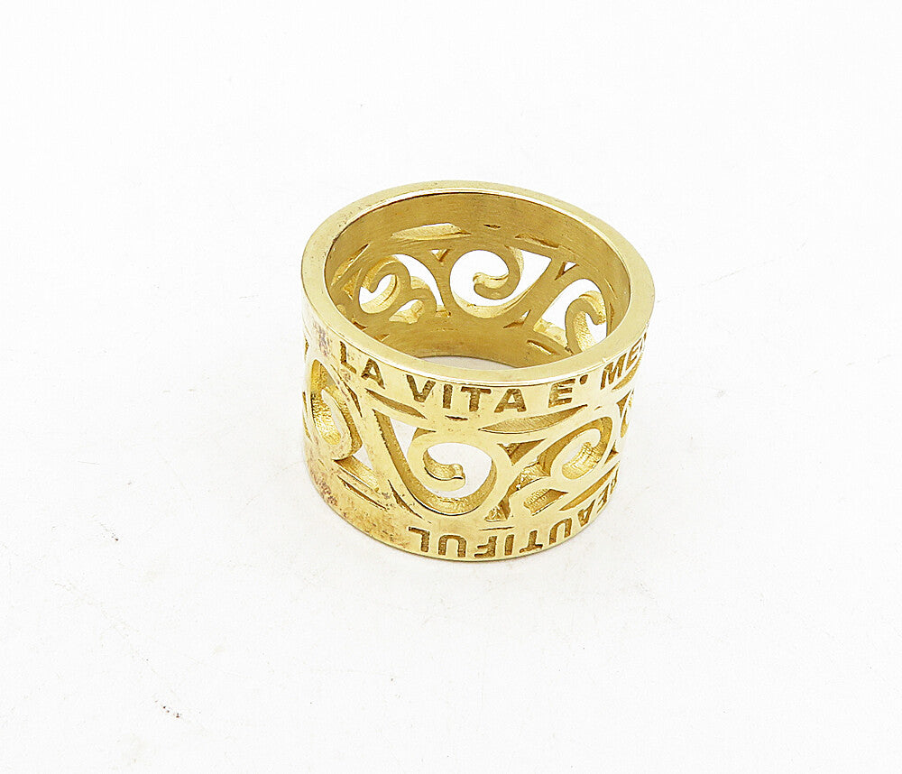 925 Sterling Silver   Shiny Gold Plated Open Swirl Band Ring Sz 10.5  RG9164