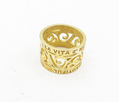 925 Sterling Silver   Shiny Gold Plated Open Swirl Band Ring Sz 10.5  RG9164