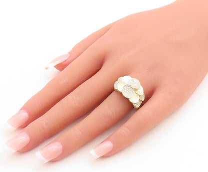 925 Sterling Silver Vintage Ring Gold Plated Designer CZ Inlay Sz 6.5  RG31215