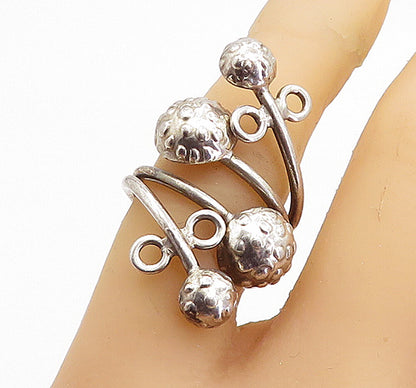 925 Sterling Silver  Vintage Spotted Dome Split Bypass Design Ring Sz 6 RG5884