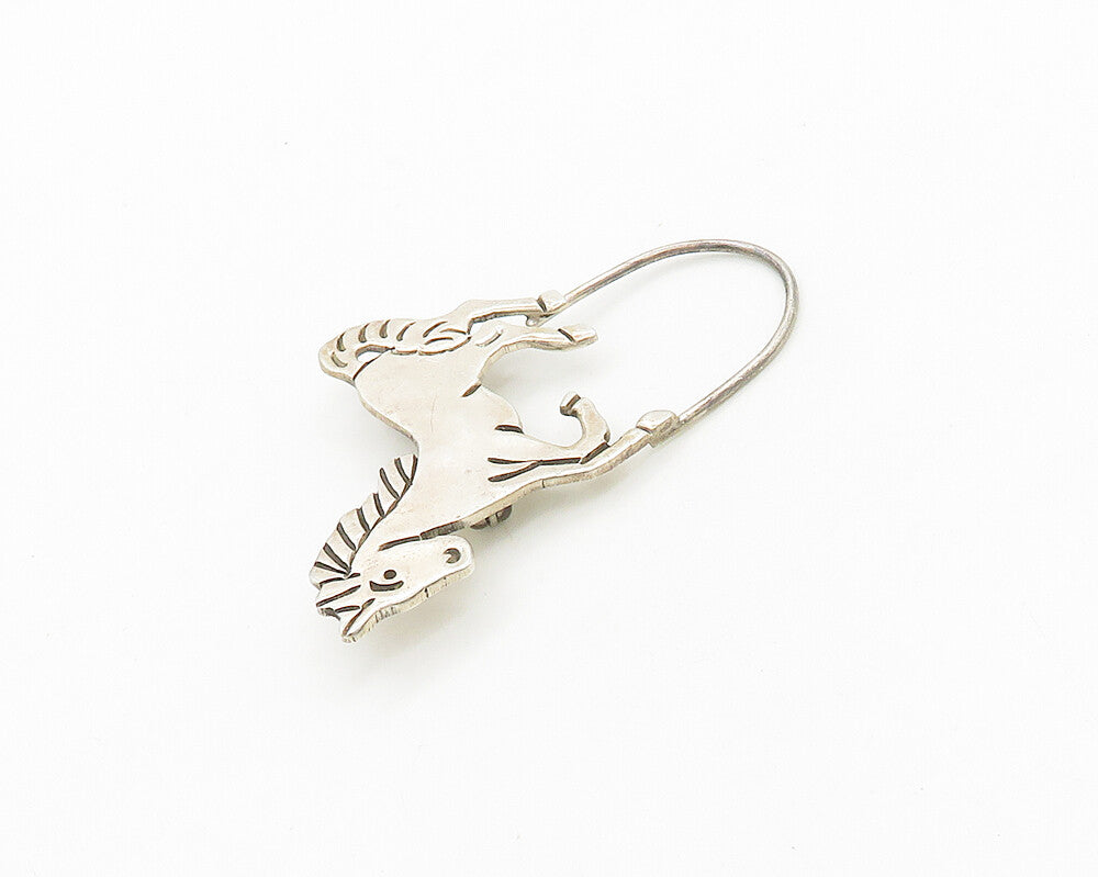 MEXICO 925 Sterling Silver  Vintage Shiny Horse Motif Brooch Pin  BP7755