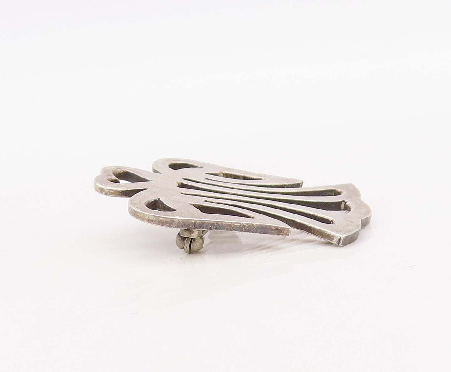 925 Sterling Silver Vintage Brooch Pin Cutout Love Angel With Wings  BP11244
