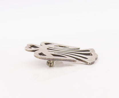 925 Sterling Silver Vintage Brooch Pin Cutout Love Angel With Wings  BP11244