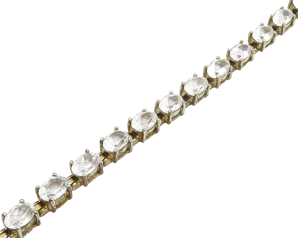 925 Sterling Silver   Vintage Prong Set White Topaz Tennis Bracelet  BT7649