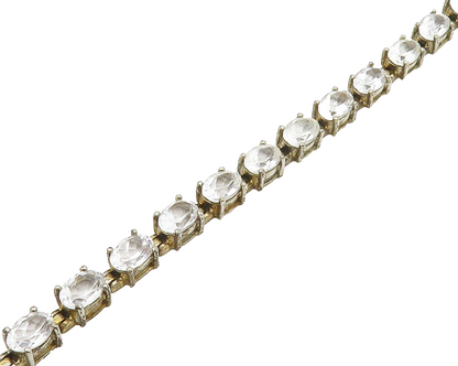 925 Sterling Silver   Vintage Prong Set White Topaz Tennis Bracelet  BT7649