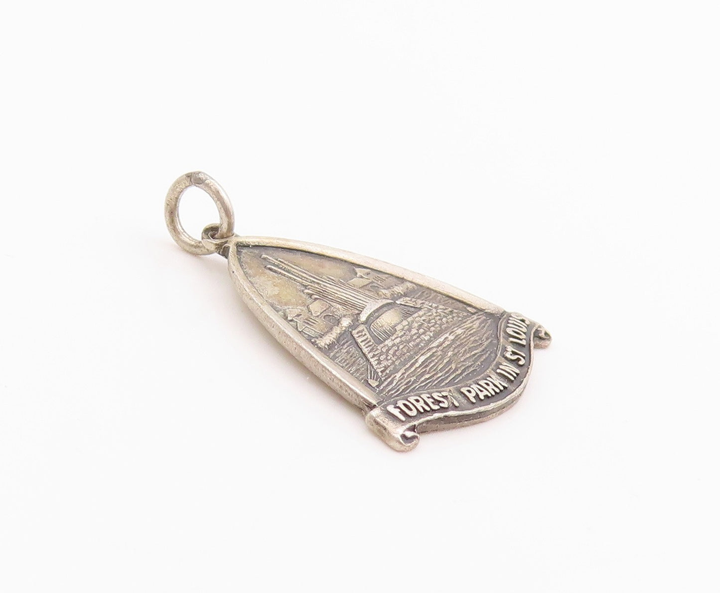 925 Sterling Silver Vintage Pendant Forest Park In St Louis Design Charm PT24881