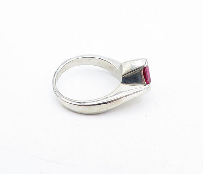 925 Sterling Silver  Pink & White Topaz Geometric Band Ring Sz 8.5  RG5670