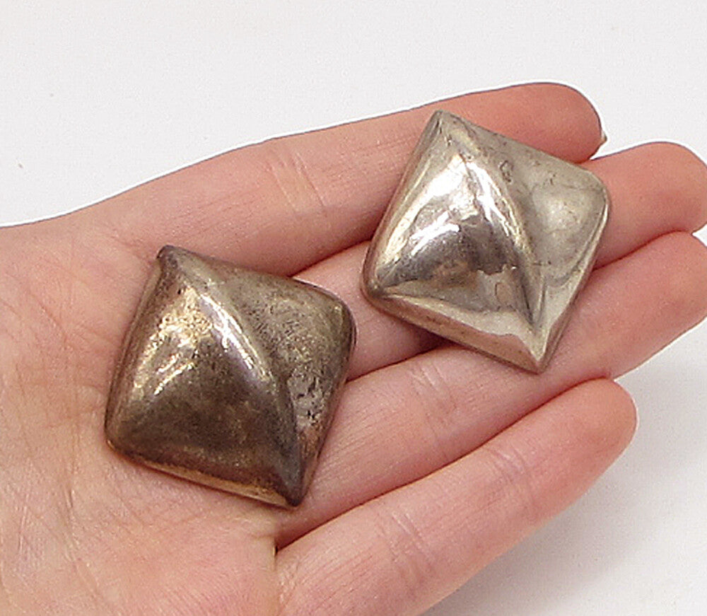 MEXICO 925 Sterling Silver  Vintage Dark Tone Stud Drop Earrings  EG1915