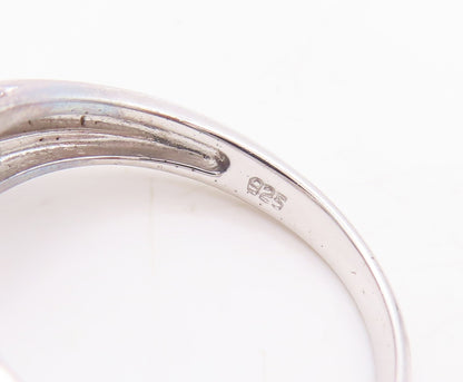 925 Sterling Silver Vintage Ring Oval Cut Sapphire CZ Inlay Band Sz 7  RG29734