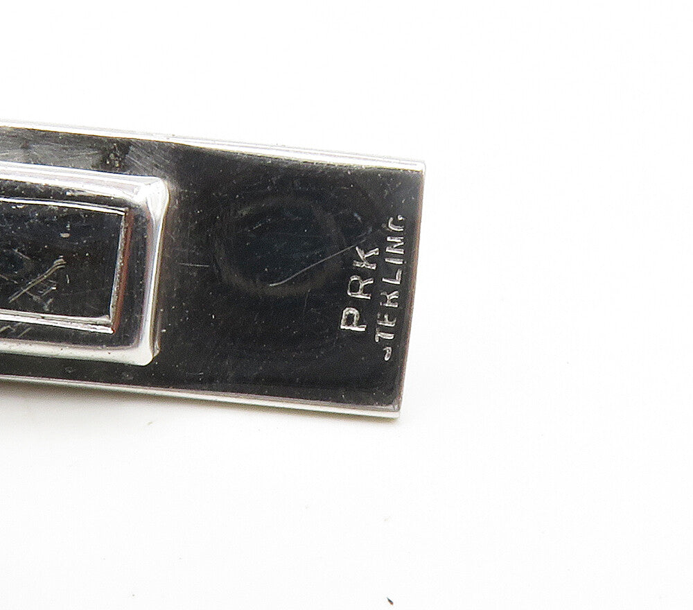 STEVAL 925 Sterling Silver  Vintage Sparkling Detail Smooth Tie Clip  TR2144