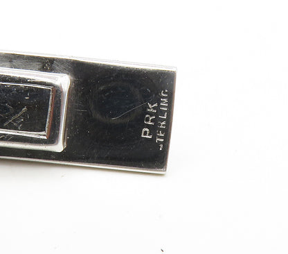 STEVAL 925 Sterling Silver  Vintage Sparkling Detail Smooth Tie Clip  TR2144