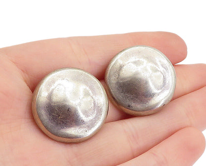 MEXICO 925 Sterling Silver  Vintage Button Drop Non Pierce Earrings  EG2864