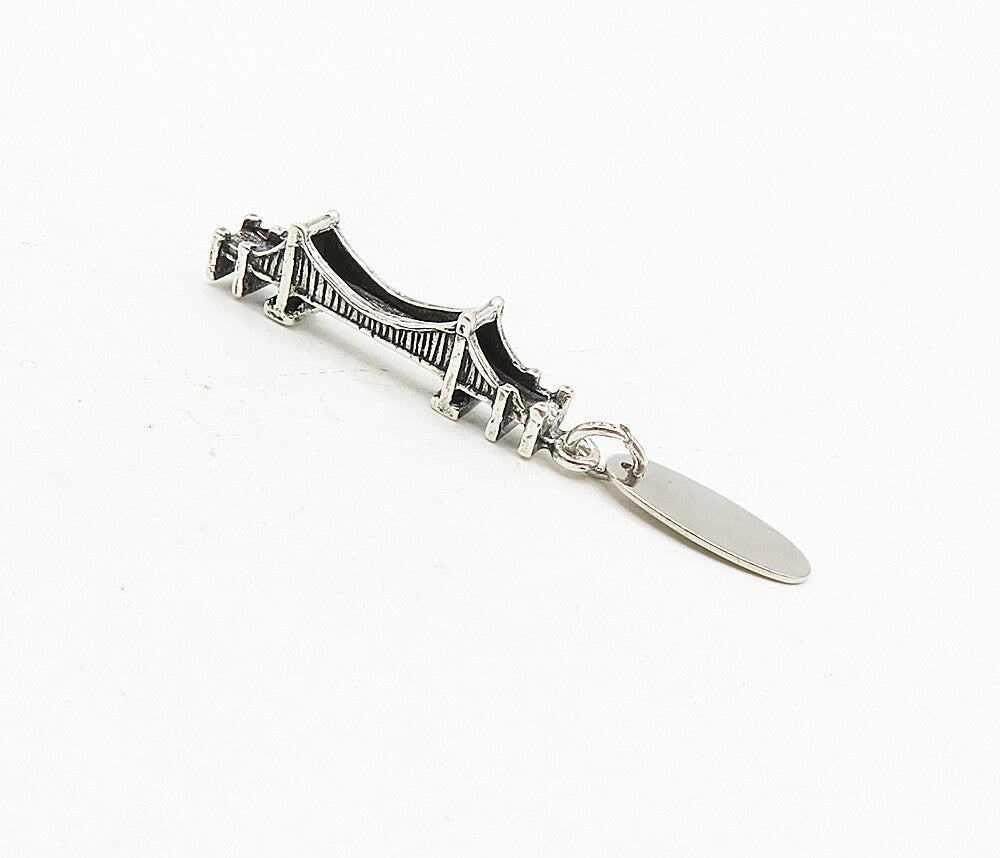 925 Sterling Silver  Vintage Shiny Petite Mackinaw Bridge Pendant  PT6696