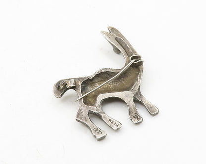 PERU 925 Sterling Silver  Vintage Antique Dark Tone Alpaca Brooch Pin  BP5037