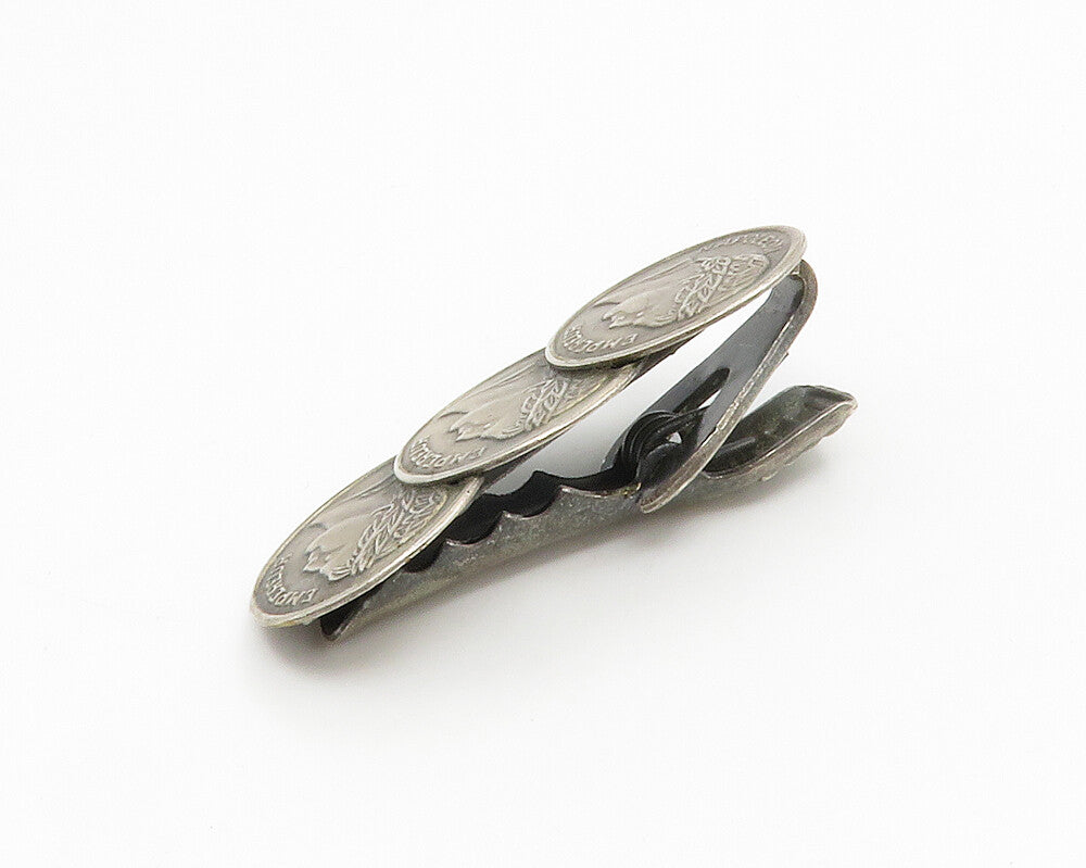 925 Sterling Silver  Vintage Antique Triple Napoleon Coin Tie Clip  TR2065