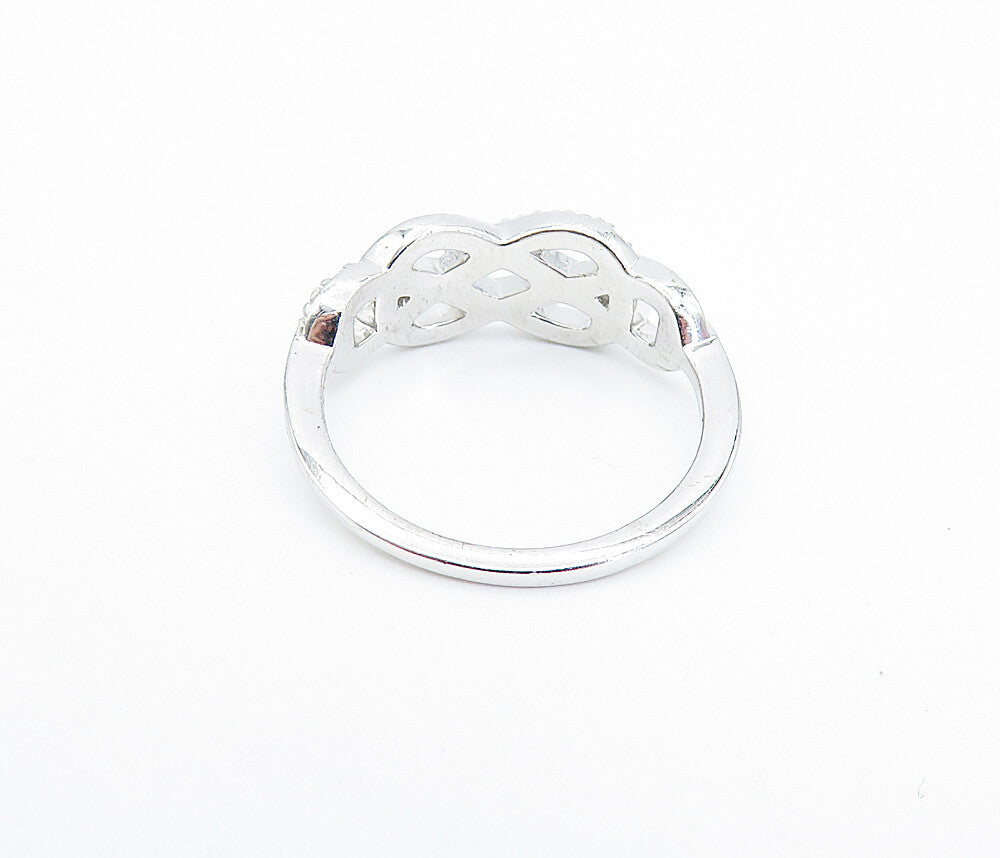 925 Sterling Silver  Topaz Open Pretzel Knot Polished Band Ring Sz 7  RG6864