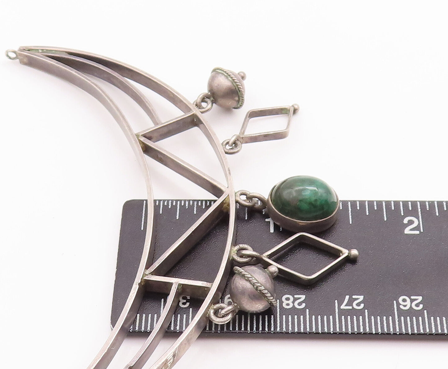 925 Sterling Silver Vintage Pendant ISRAEL Dangling Turquoise Charms  PT23202