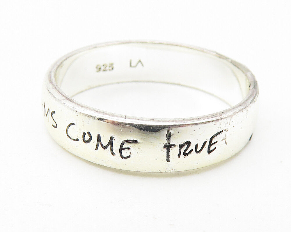 925 Sterling Silver  Shiny May Your Dreams Come True Band Ring Sz 8  RG10904