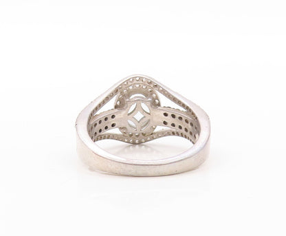 925 Sterling Silver Vintage Ring Cutout Blue & White Topaz Sapphire Sz 7 RG30842