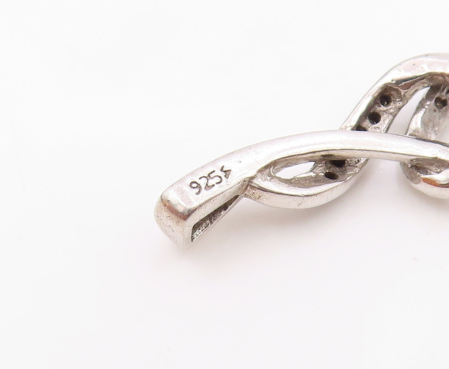 925 Sterling Silver  Genuine Black & White Diamonds Shiny Pendant  PT14560