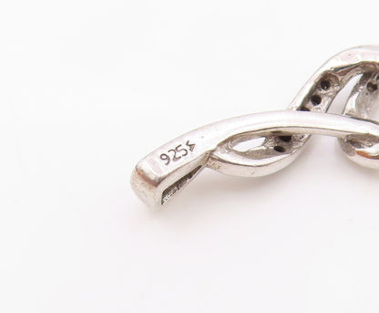 925 Sterling Silver  Genuine Black & White Diamonds Shiny Pendant  PT14560