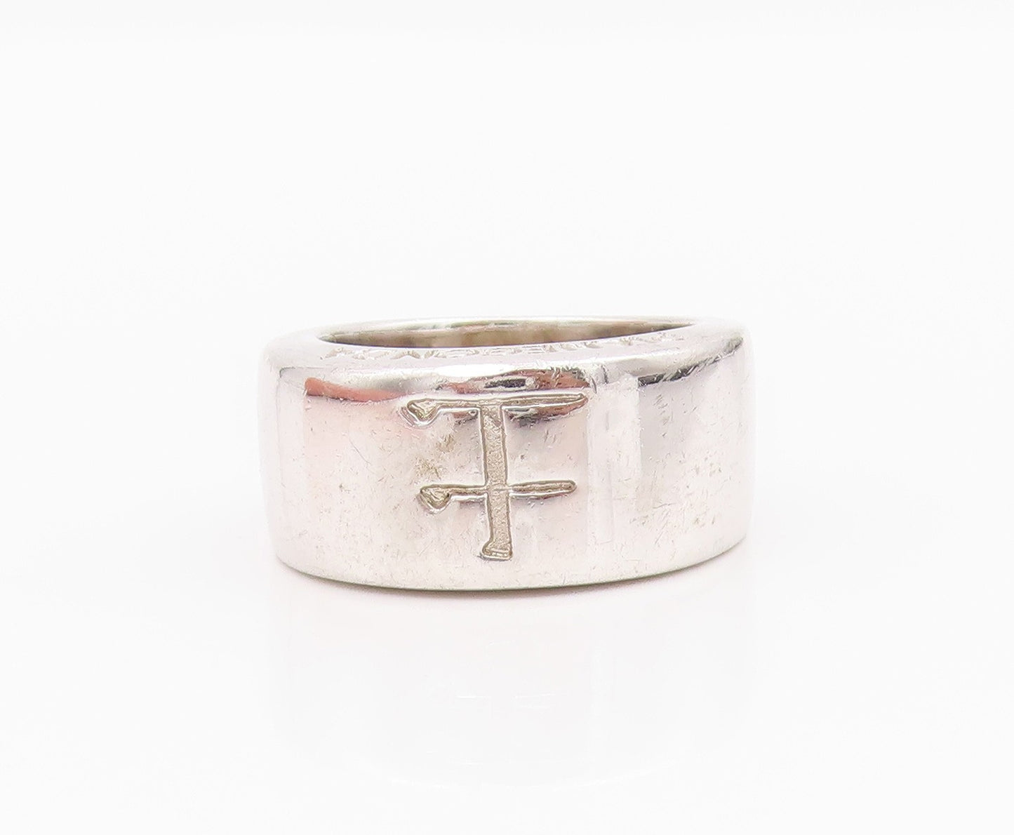925 Sterling Silver Vintage Ring PIANEGONDA Carved Wide Band Sz 7  RG33083
