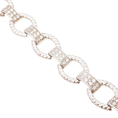 925 Sterling Silver Vintage Bracelet Round Cut CZ Elegant Open Link  BT11699